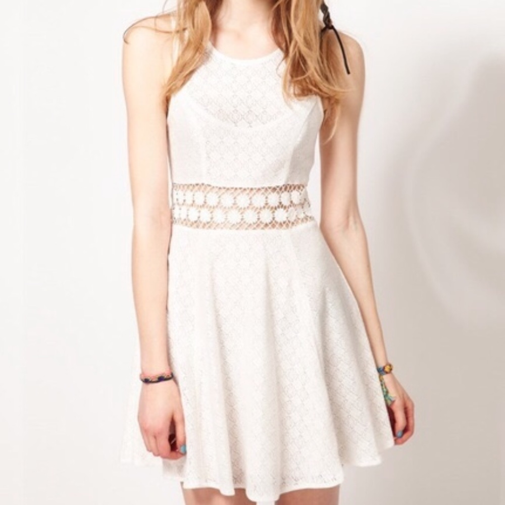 Free People Ivory Lace Skater Dress Daisy Trim